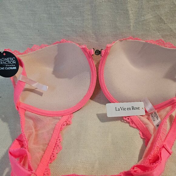 La Vie en Rose Pink Underwire Lace Bra - Size 38C - Picture 7 of 7